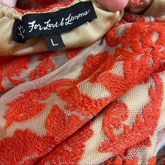 For Love & Lemons rust beige lace off shoulder dress - Picture 13 of 15